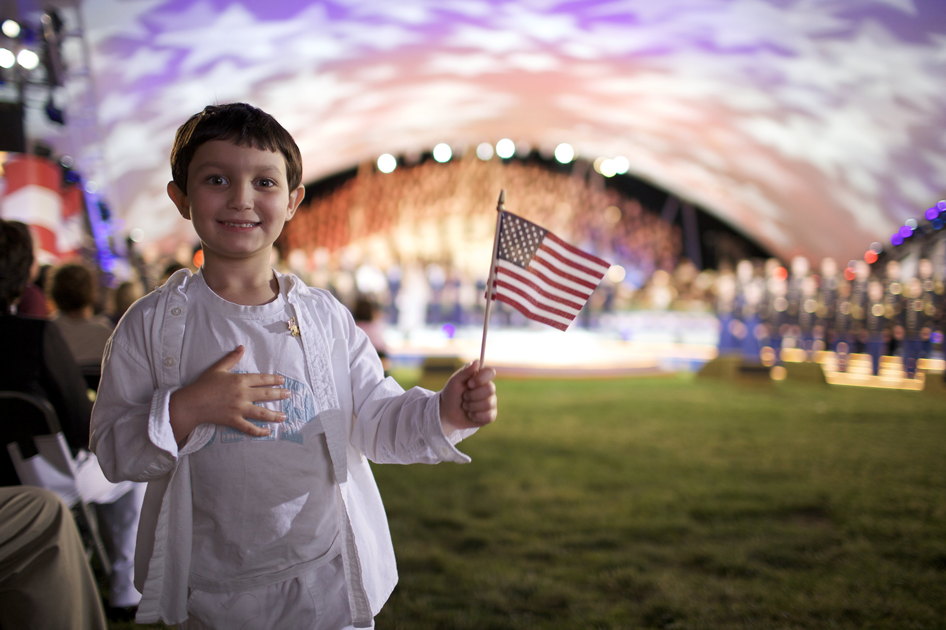 Young Patriot Waves a Flag